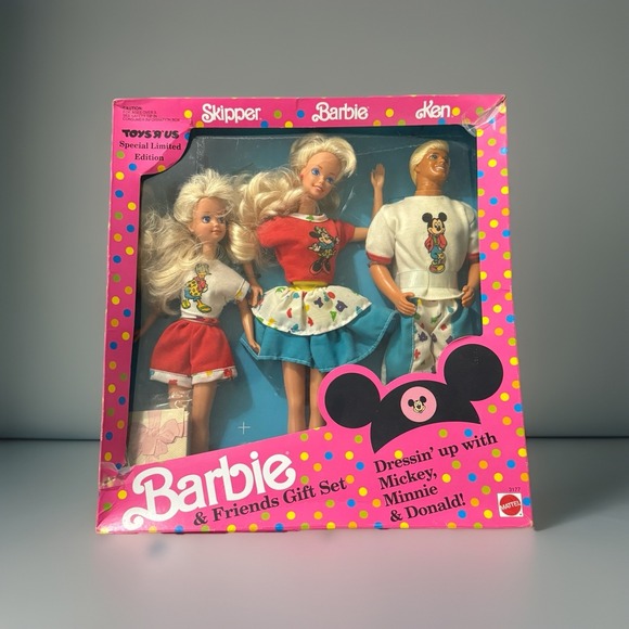 1991 Mattel Barbie & Skipper Ken - 3 Dolls Gift Set Dressin' Up w/Mickey 3177 - Picture 1 of 9